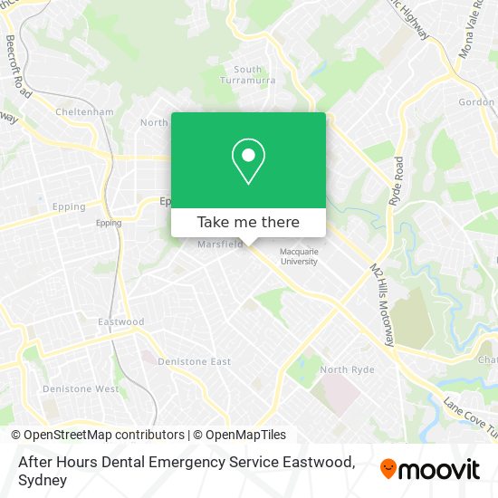 Mapa After Hours Dental Emergency Service Eastwood