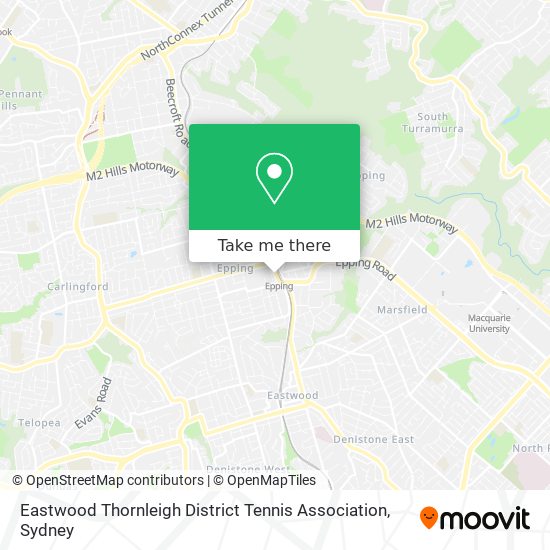 Eastwood Thornleigh District Tennis Association map
