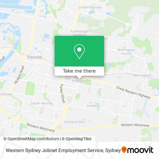 Mapa Western Sydney Jobnet Employment Service