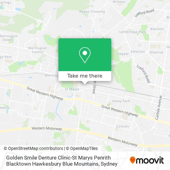 Golden Smile Denture Clinic-St Marys Penrith Blacktown Hawkesbury Blue Mountains map