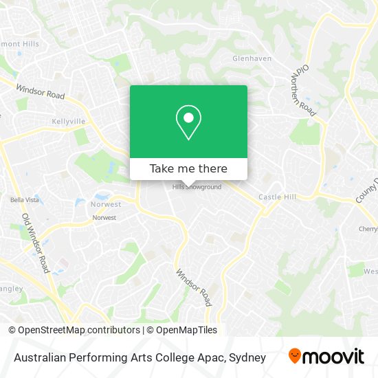 Mapa Australian Performing Arts College Apac