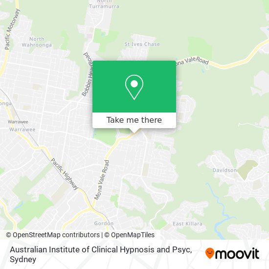 Mapa Australian Institute of Clinical Hypnosis and Psyc