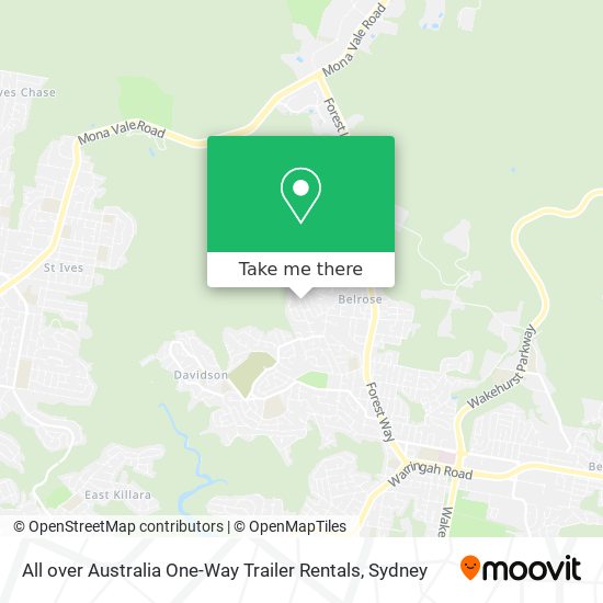All over Australia One-Way Trailer Rentals map