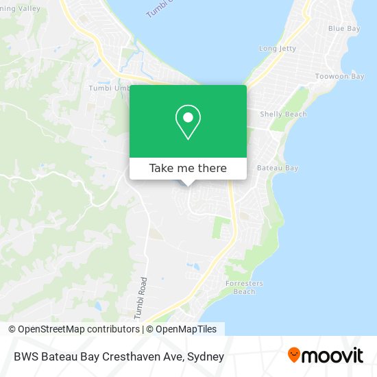 Mapa BWS Bateau Bay Cresthaven Ave