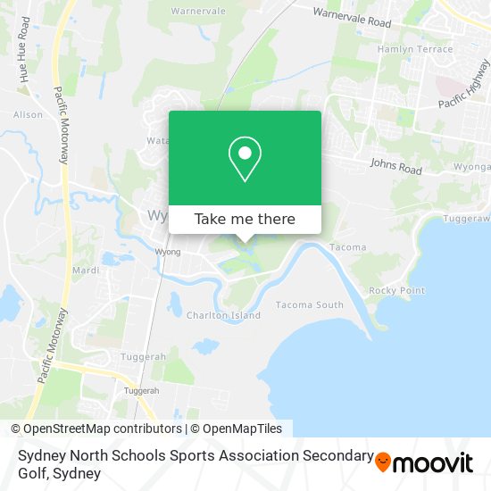 Mapa Sydney North Schools Sports Association Secondary Golf