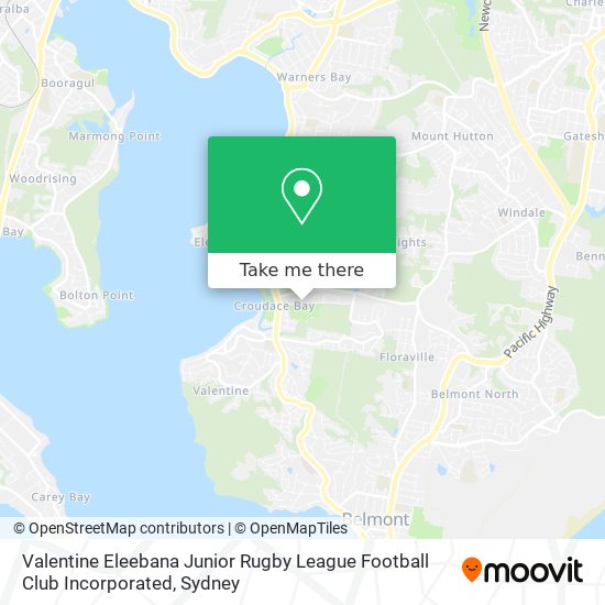 Mapa Valentine Eleebana Junior Rugby League Football Club Incorporated