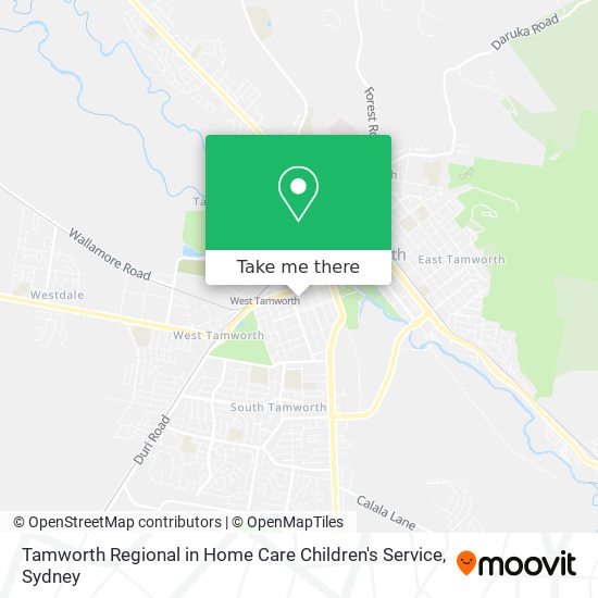 Mapa Tamworth Regional in Home Care Children's Service