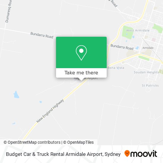 Mapa Budget Car & Truck Rental Armidale Airport