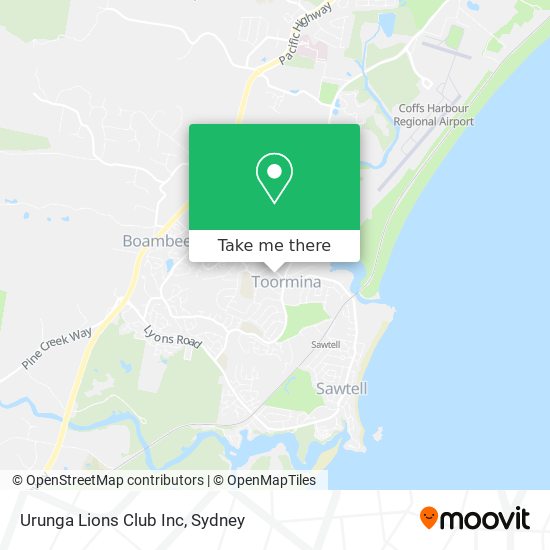 Mapa Urunga Lions Club Inc