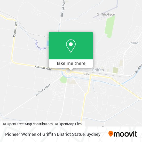 Pioneer Women of Griffith District Statue map