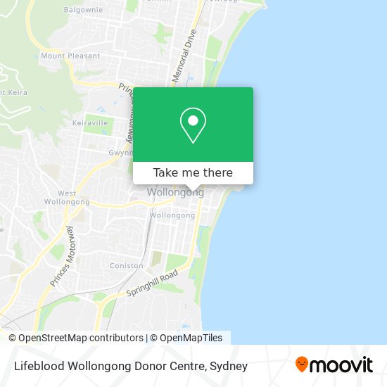 Lifeblood Wollongong Donor Centre map