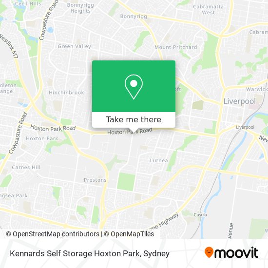 Kennards Self Storage Hoxton Park map