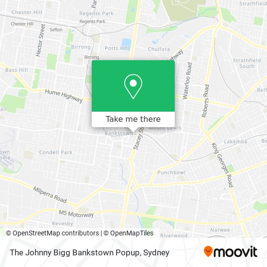 The Johnny Bigg Bankstown Popup map