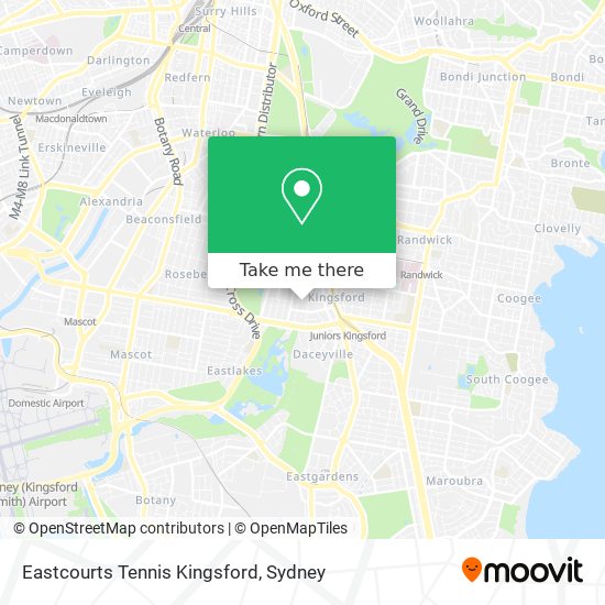 Eastcourts Tennis Kingsford map