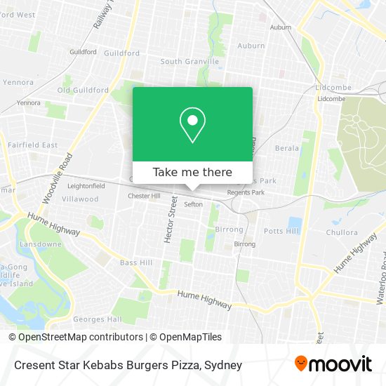 Mapa Cresent Star Kebabs Burgers Pizza