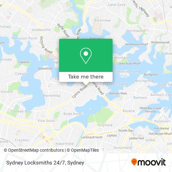 Mapa Sydney Locksmiths 24/7