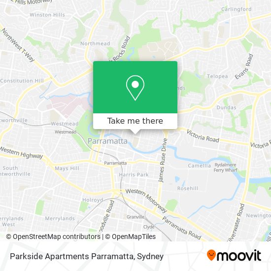 Mapa Parkside Apartments Parramatta