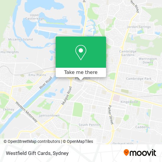 Westfield Gift Cards map