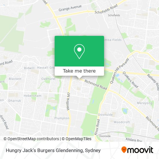 Hungry Jack's Burgers Glendenning map