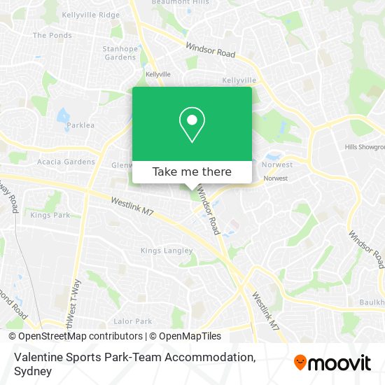 Mapa Valentine Sports Park-Team Accommodation