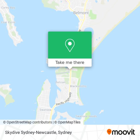 Mapa Skydive Sydney-Newcastle