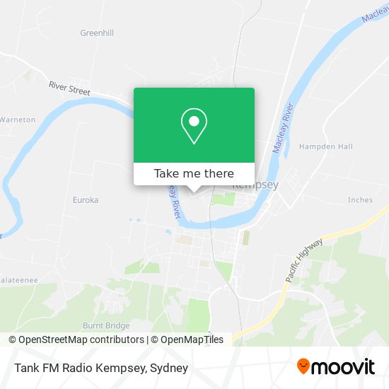 Mapa Tank FM Radio Kempsey