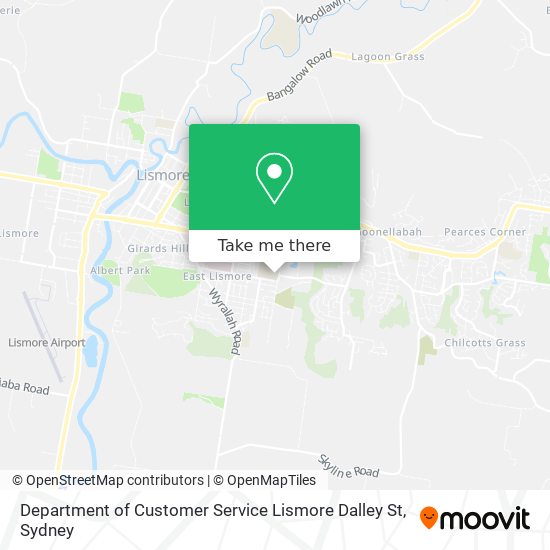 Department of Customer Service Lismore Dalley St map