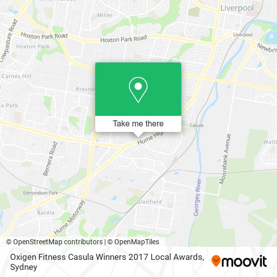 Oxigen Fitness Casula Winners 2017 Local Awards map