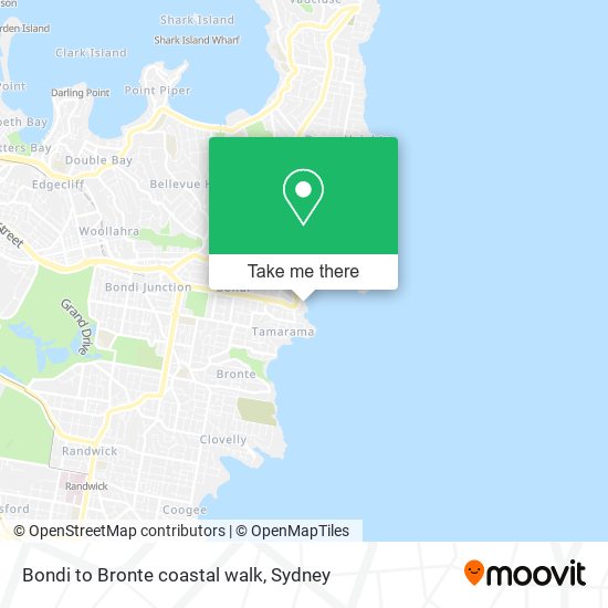 Bondi to Bronte coastal walk map