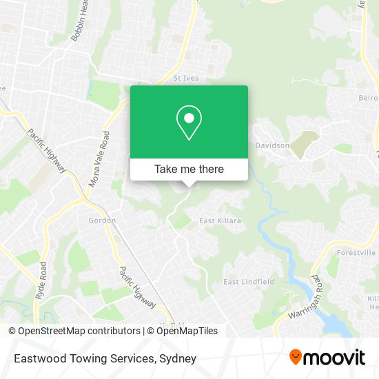 Eastwood Towing Services map