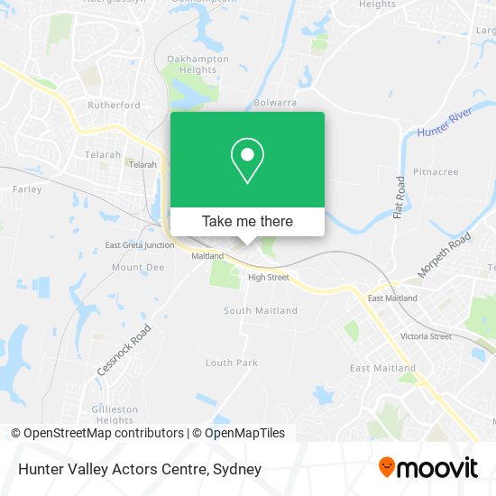 Hunter Valley Actors Centre map