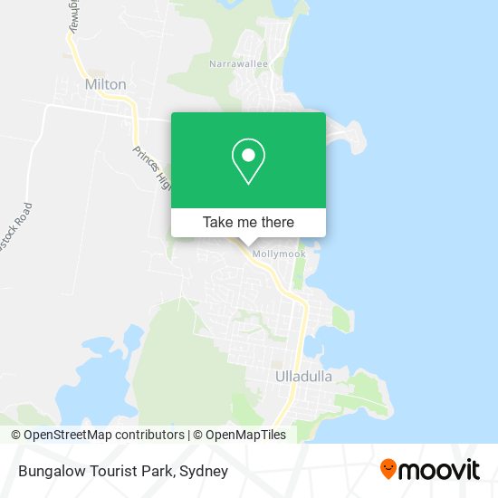 How to get to Bungalow Tourist Park in Mollymook by Train or Bus?