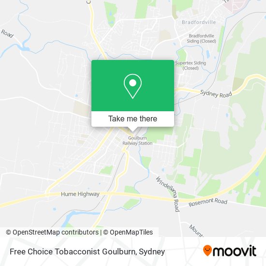 Free Choice Tobacconist Goulburn map