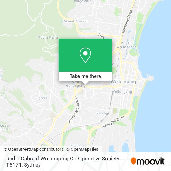 Radio Cabs of Wollongong Co-Operative Society T6171 map