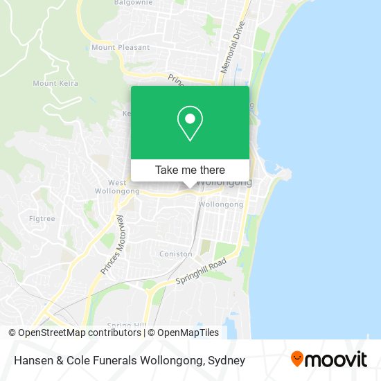Hansen & Cole Funerals Wollongong map