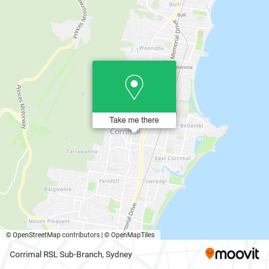 Corrimal RSL Sub-Branch map