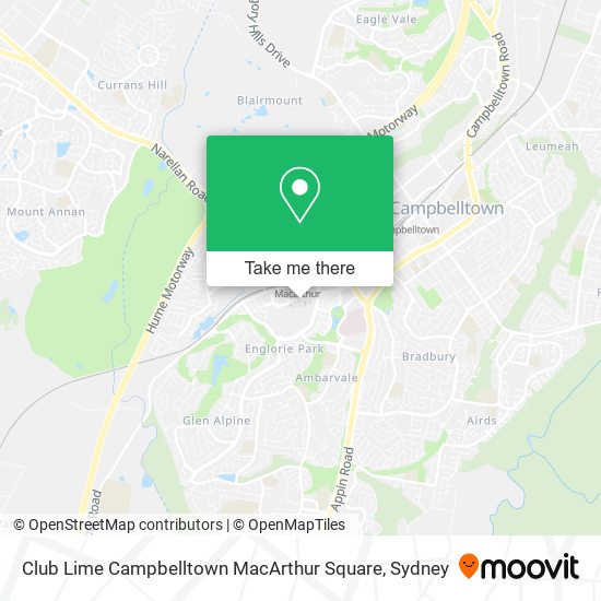 Club Lime Campbelltown MacArthur Square map