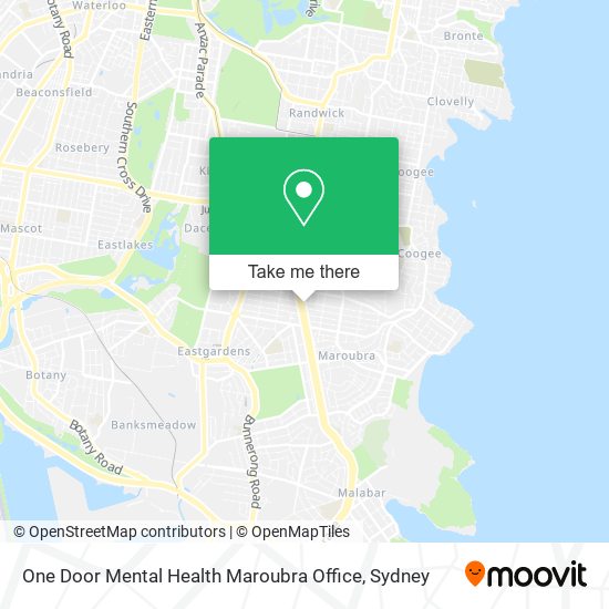 Mapa One Door Mental Health Maroubra Office