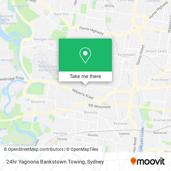 24hr Yagoona Bankstown Towing map