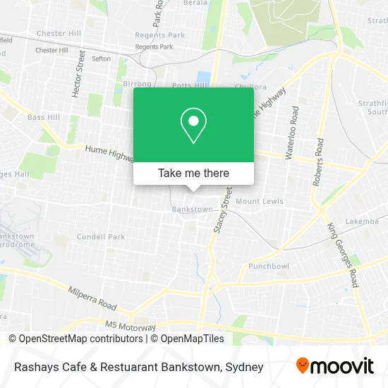 Mapa Rashays Cafe & Restuarant Bankstown