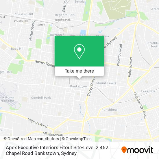 Mapa Apex Executive Interiors Fitout Site-Level 2 462 Chapel Road Bankstown