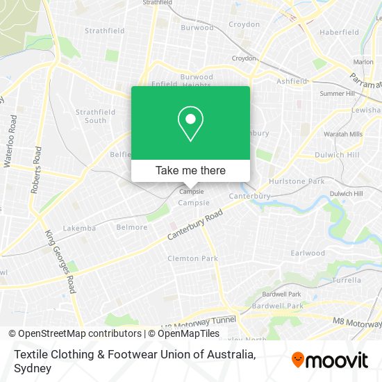 Textile Clothing & Footwear Union of Australia map