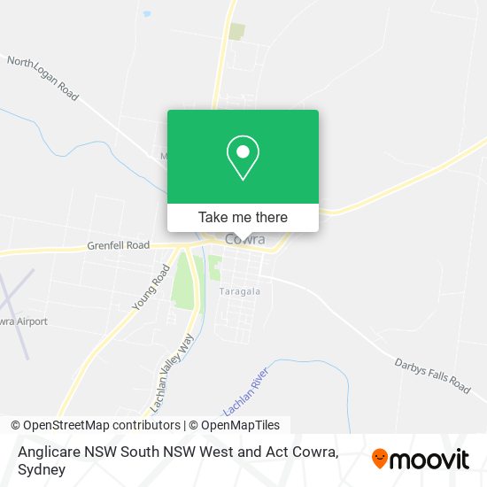 Anglicare NSW South NSW West and Act Cowra map