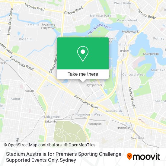 Mapa Stadium Australia for Premier's Sporting Challenge Supported Events Only