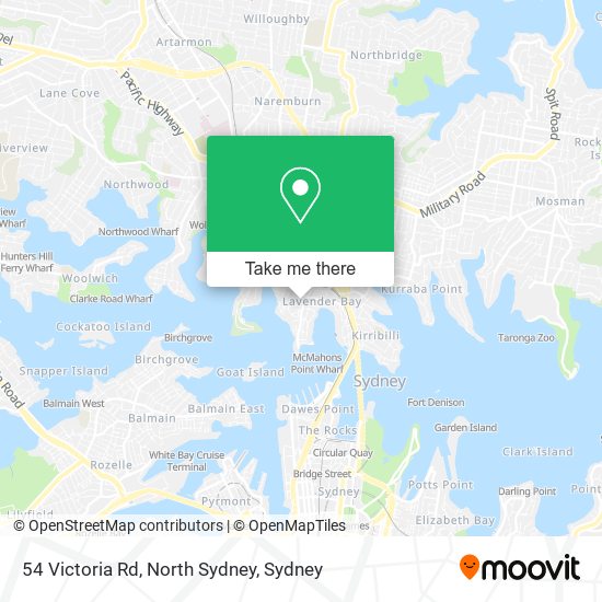 Mapa 54 Victoria Rd, North Sydney