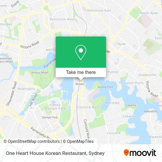 How to get to One Heart House Korean Restaurant in Rhodes by Bus or Train?
