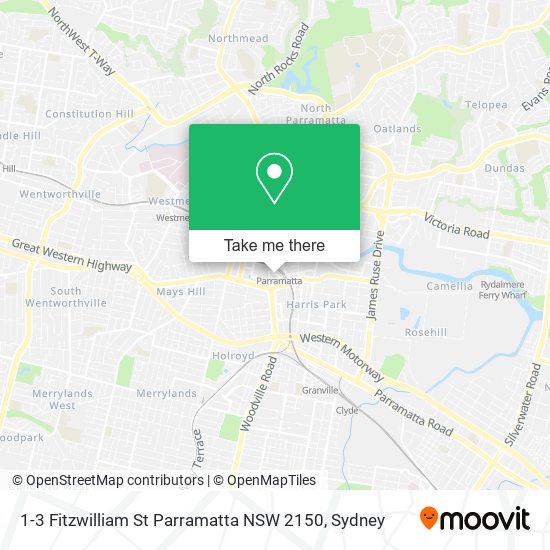 Mapa 1-3 Fitzwilliam St Parramatta NSW 2150