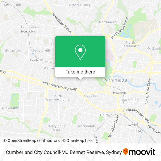 Mapa Cumberland City Council-MJ Bennet Reserve
