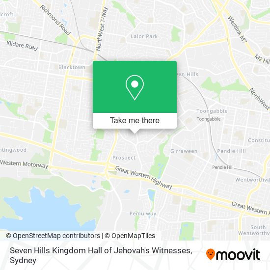 Seven Hills Kingdom Hall of Jehovah's Witnesses map