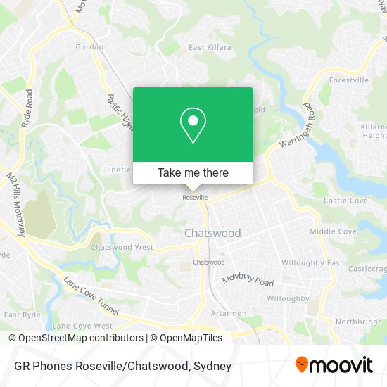 GR Phones Roseville/Chatswood map